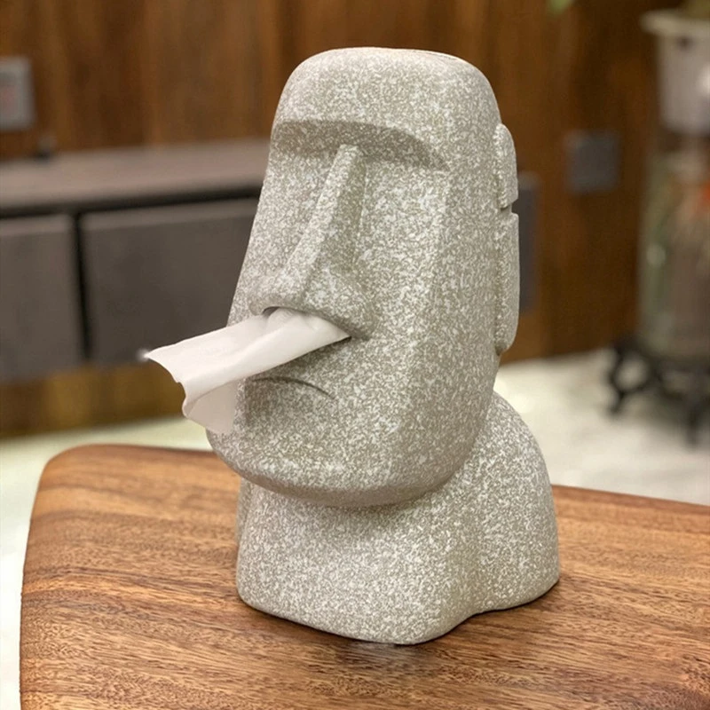 Easter Stone Statue Tissue Box Home Nostril Storage Moai Tissue Pumping Holder Napkin Holder Hotel Decoration