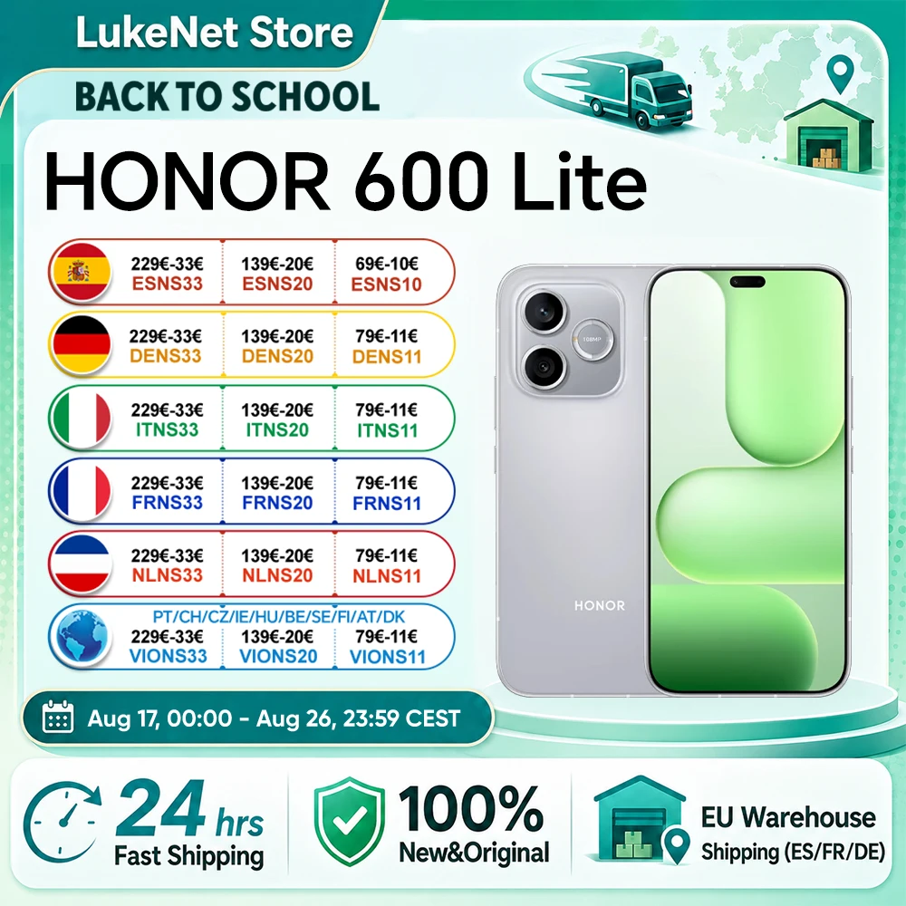 HONOR 600 Lite 5G Smartphone EU-Version MediaTek Dimensity 7100 Elite 6,6 Zoll 120Hz AMOLED-Display 6520mAh 45W SuperCharge 108MP