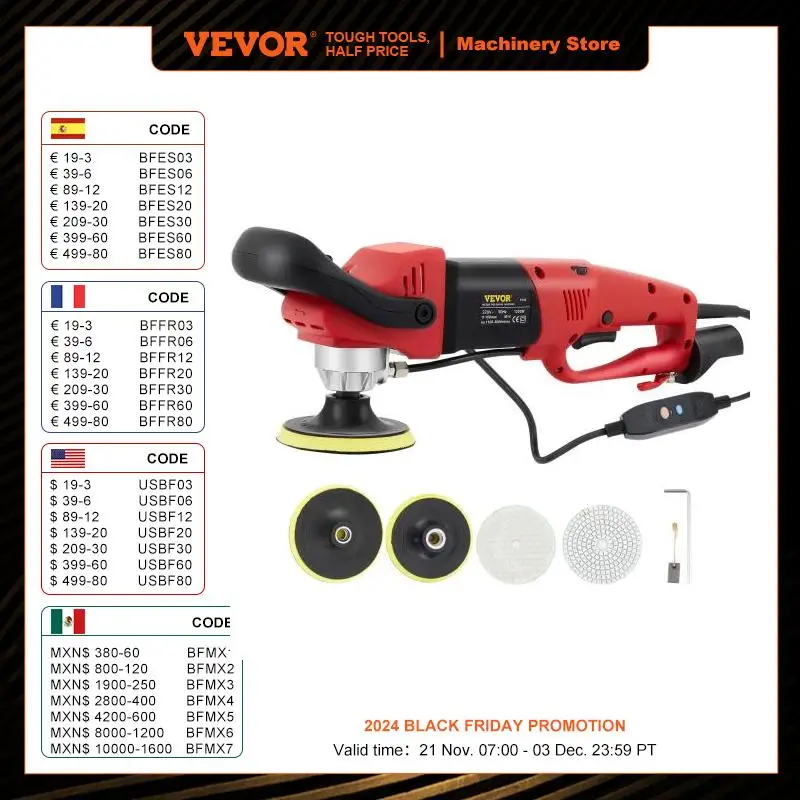 VEVOR Electric Wet Stone Polisher Grinder Sander Buffing Machine Variable Speed Water Mill for Marble Granite Finish Polishing