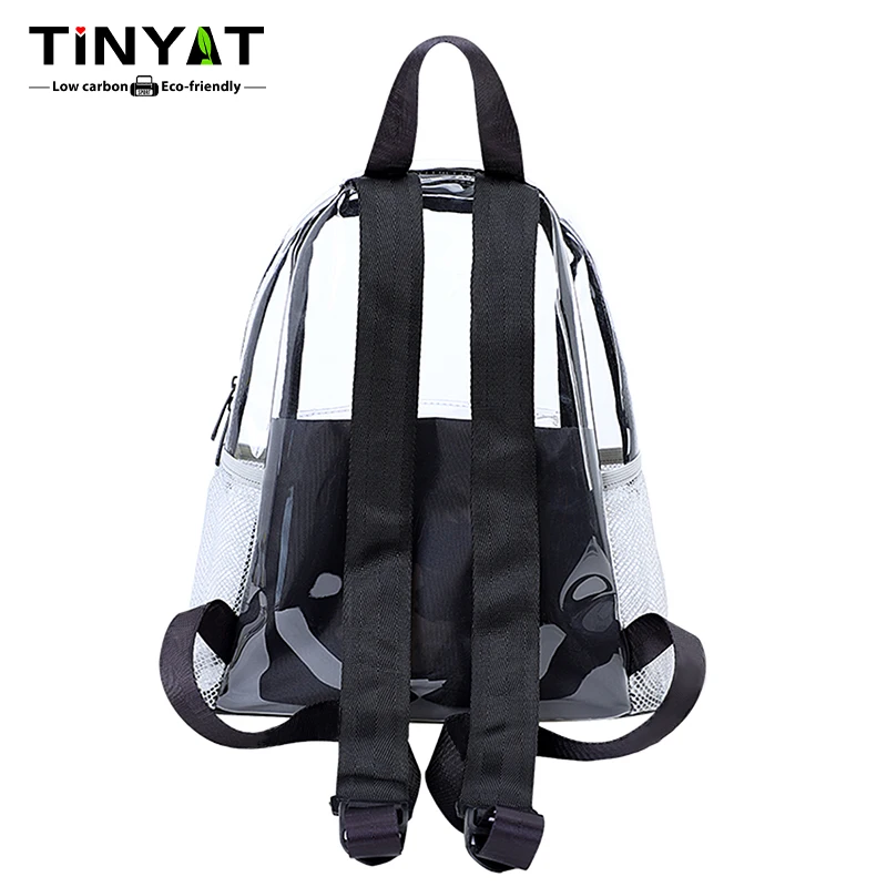 TINYAT Clear Transparent Backpack for Women,  Female Cute Ita School Bag, Waterproof and Fashionable, Ideal for Sports, Concerts