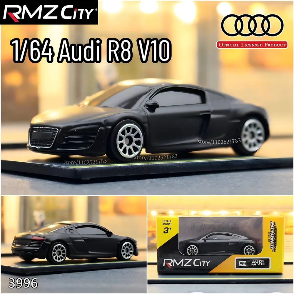 1:64 Audi R8 V10 Car Model Scale Replica Diecast Miniature Art VW BMW Audi Vehicle Collection Kid Boy Gift Toy