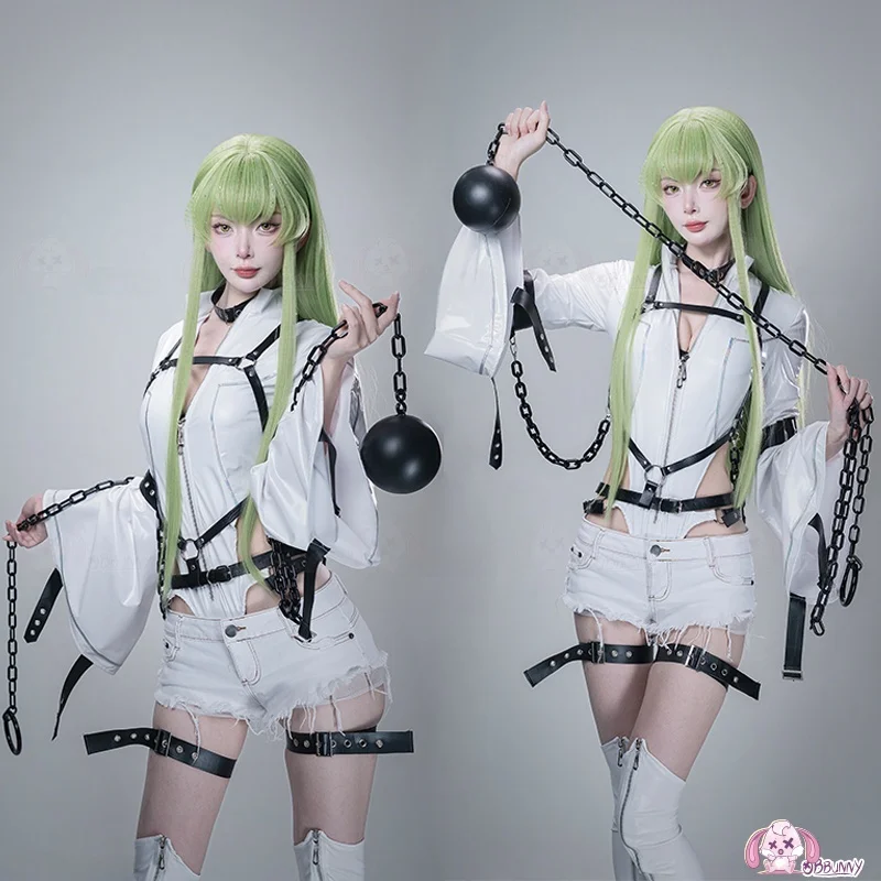 Battle PU Leather White Bla Cosplay Suit Constrains Suit One-Piece Jumpsuit Women's Faionable Anime Gng Costume