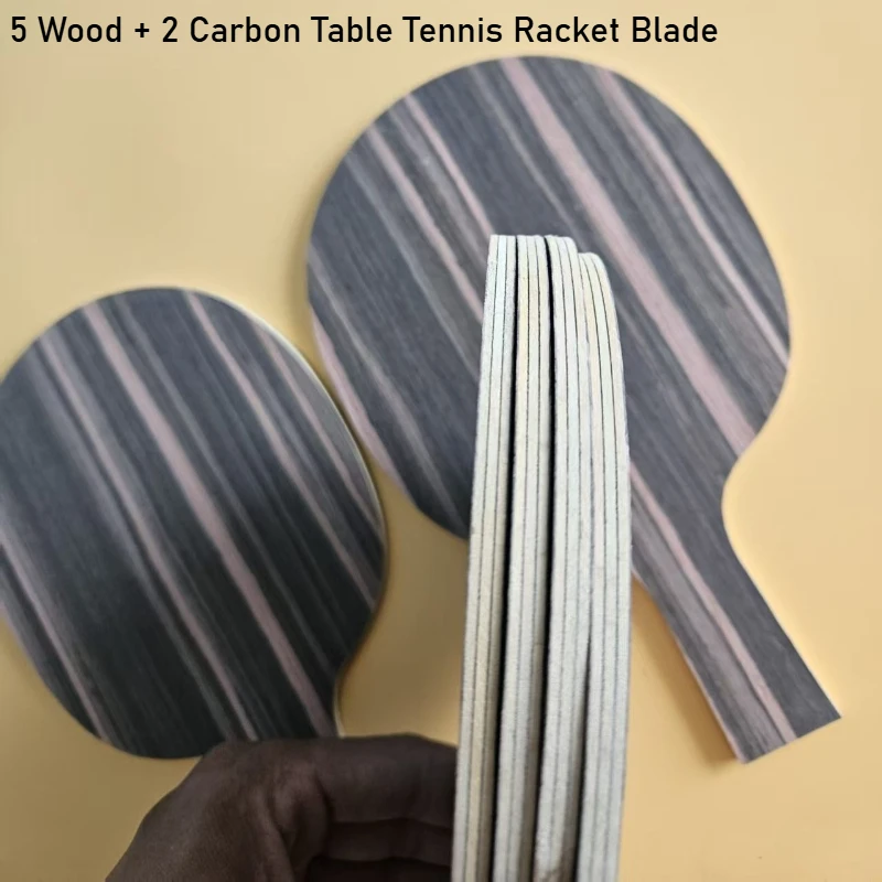 DIY FL/CS Table Tennis Racket Base Blade 7 Ply Ebony Surface Ayous Power Layer,Built-in Black Carbon Ping Pong Paddle Blade