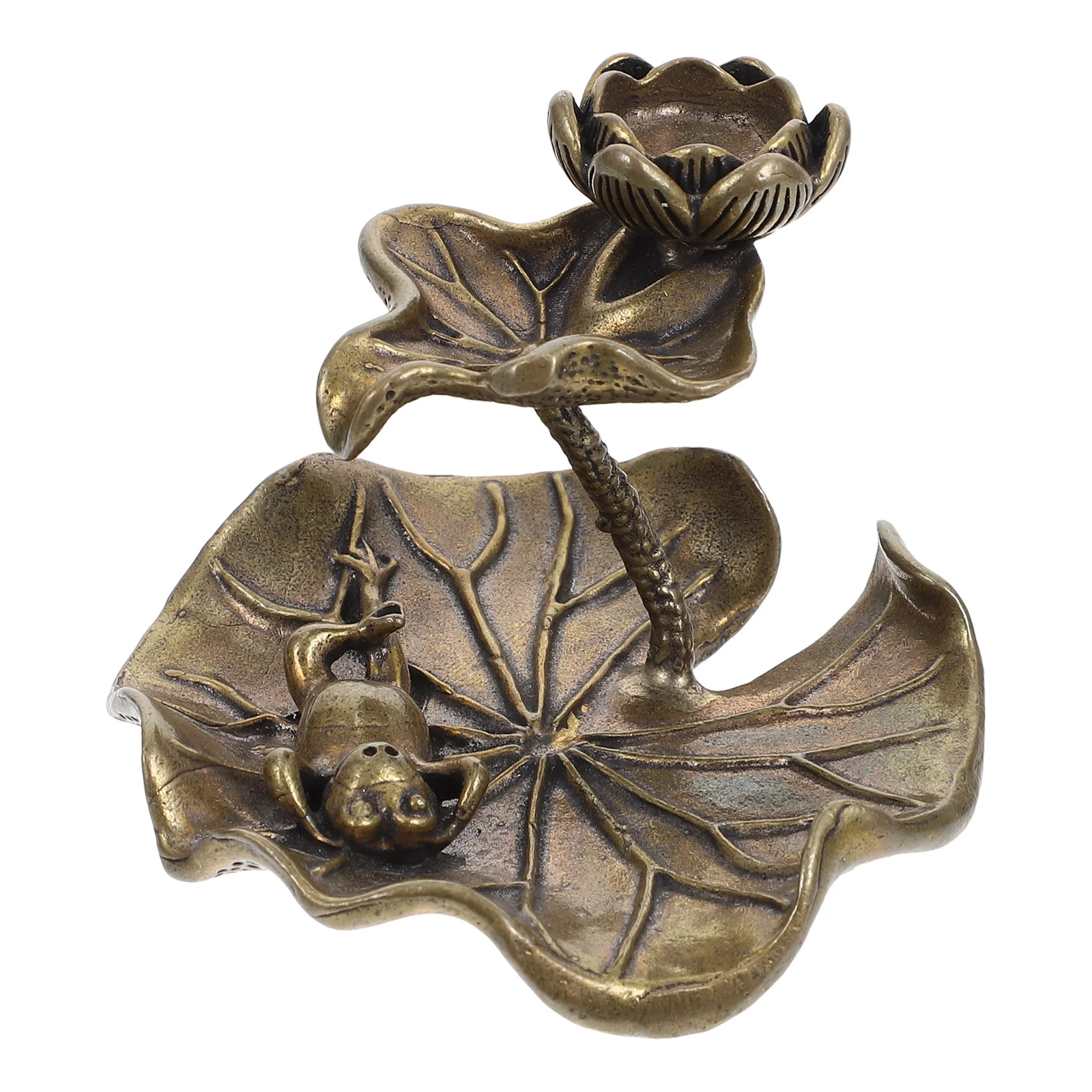 

Brass Lotus Incense Burner Creative Censer Holder Home Decorative Fine Craftsmanship Beautiful Lotus Leaf Design