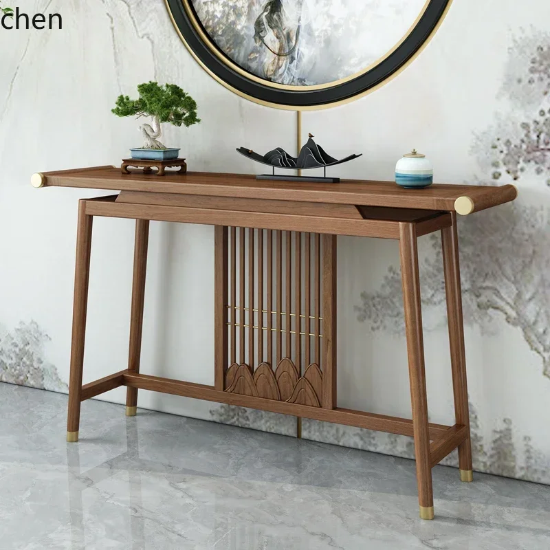 DSA New Chinese Style Entryway Style Solid Wood Offering Table Light Luxury Entryway Zen Elm