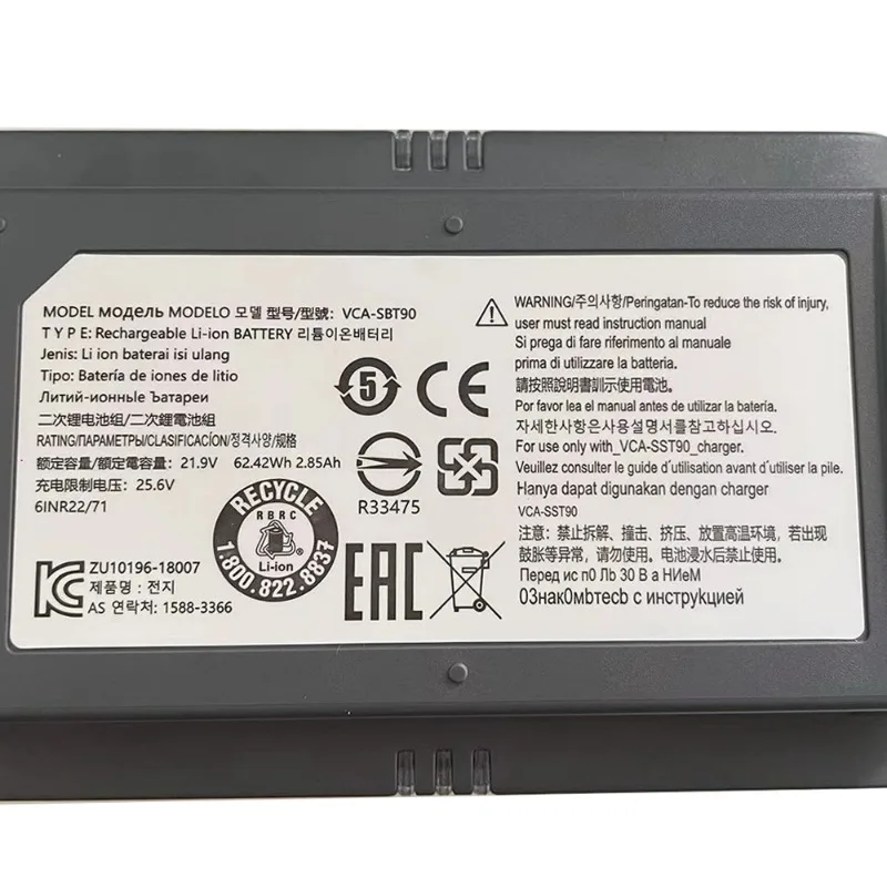 High Quality 21.6V 2850mAh  Battery for Samsung Jet 75 75+ 90 90+ Series Samsung VCA-SBT90 Battery