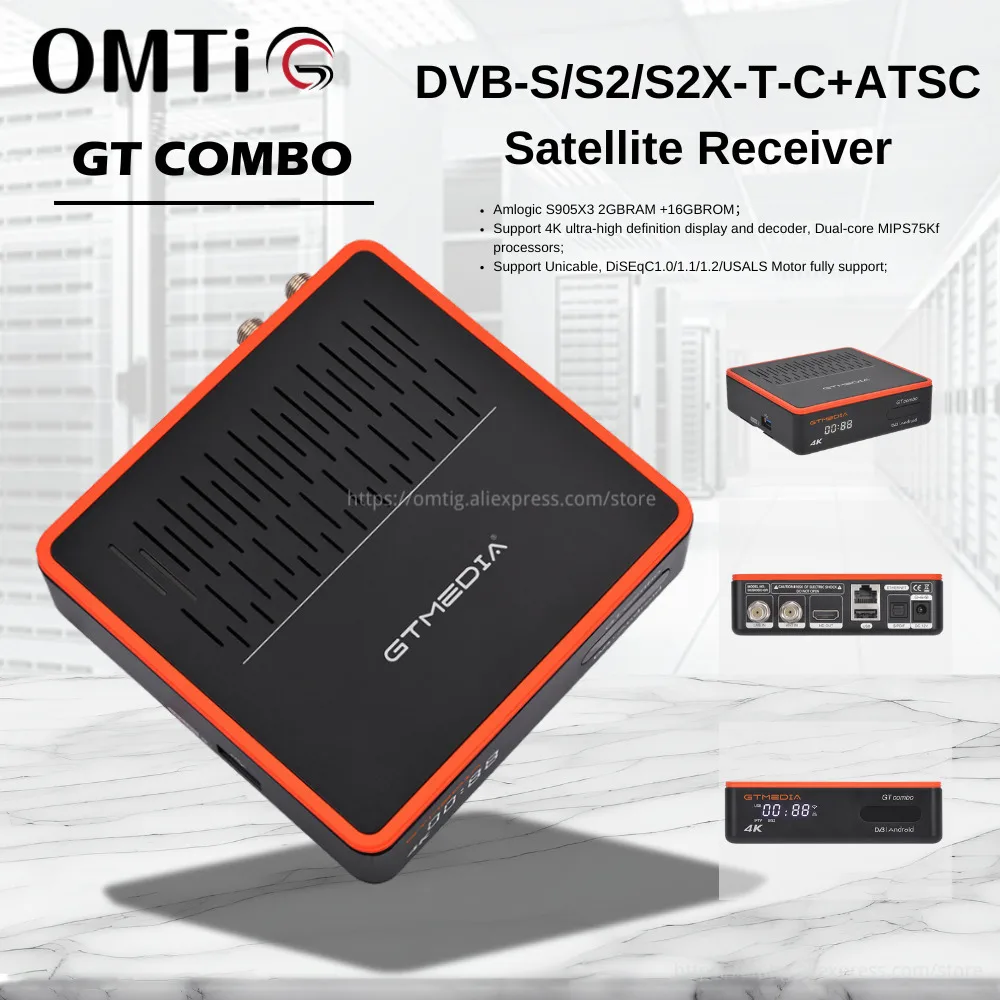 GTMEDIA GTX COMBO DVB-S/S2/S2X-T-C+ATSC Satellite Receiver, 2GB DD4+32GB Android 9.0 TV box 4K 8K H265 BT4.1, CA and CI Plus 1.4