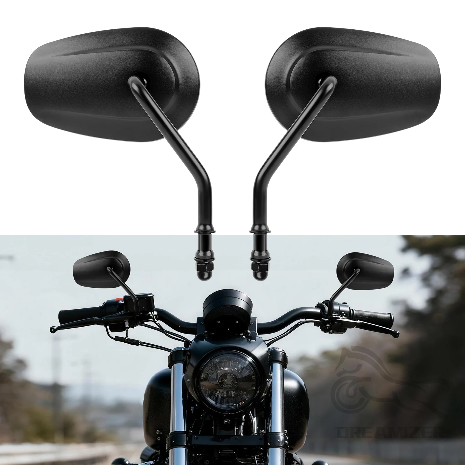 

8mm Motorcycle Rear View Mirrors Motorcycles for Sportster 883 1990-2017 Iron 883 2009-2017 Dyna 1984-2017 Softail 1990-2017