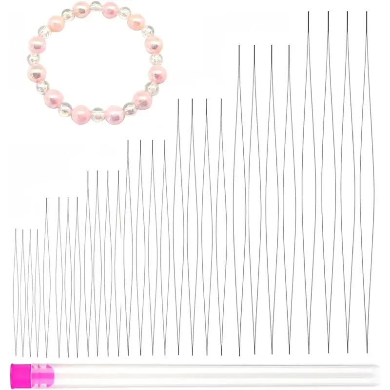 

Набор инструментов для изготовления украшений 2025 года: иглы для бисероплетения (28 шт.), с большим ушком для бусин, 7 размеров для бусин