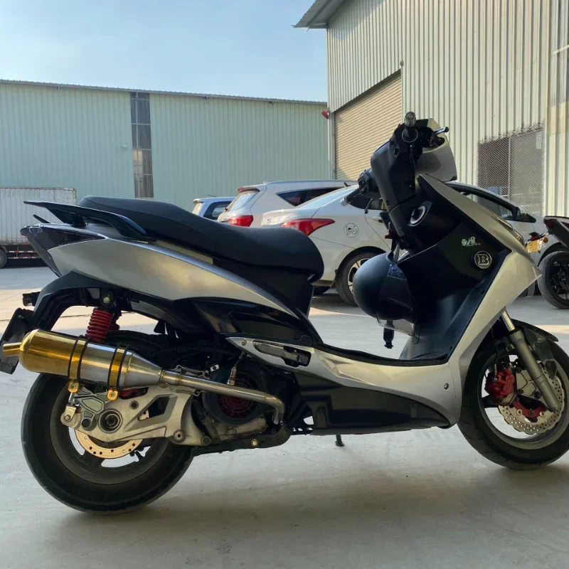 KYMCO G5 Guangyang Curve KCC Stainless Steel Side Round HKR Gold Exhaust Pipe, Back Pressure Mute, Straight Row Sound Pipe