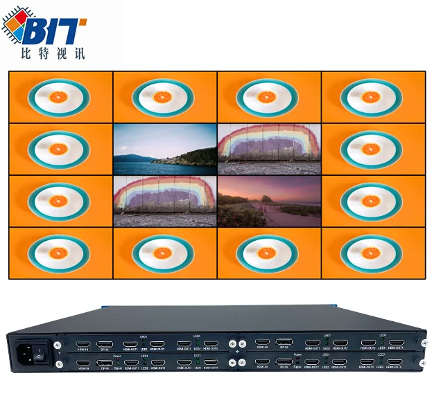 Professional Audio Video & Lighting HD HDMI 4x4 2x2 3x3 2x4 Video Wall Controller 16 Channels for 4k 8K Video Projector