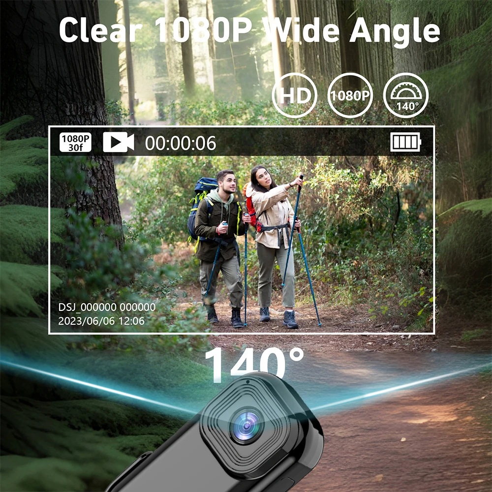 1080P Mini Camera  Portable Body Camera Action Cam DV Sport Video Recorder with Screen Video Recording Pocket Camera Back Clip