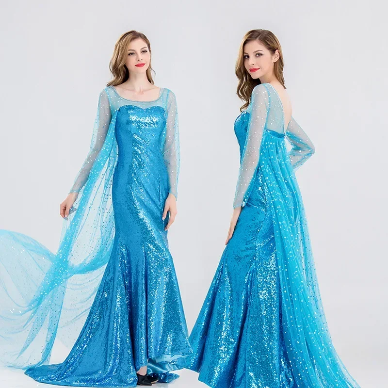 2024 New HalloweenHalloween Frozen Adult Role-playing Adult Table Costume Xmas Gift Cosplay Princess Aisha Dress