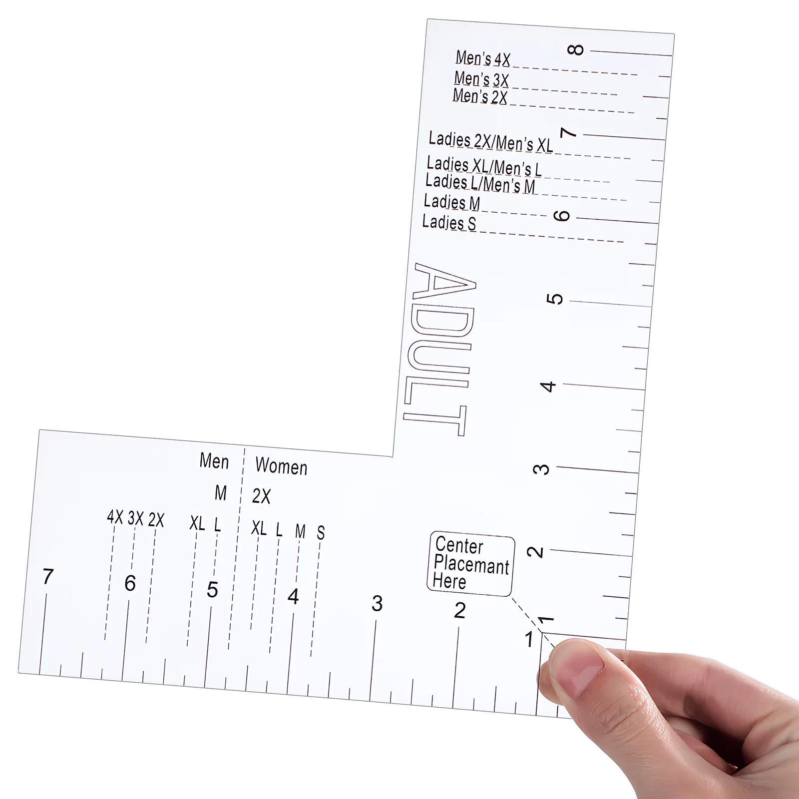 

2Pcs Acrylic T Shirt Ruler Clear Scale T Ruler for Tshirts Precise Measuring Sewing Alignment Guide Clothing Size Chart