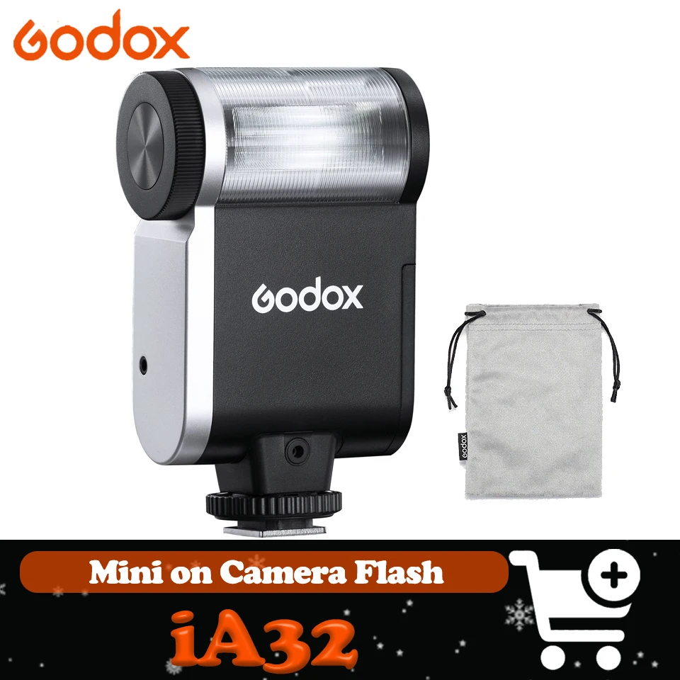 

Вспышка Godox iA32 Mini для камеры с компактным дизайном, универсальным креплением типа «горячий шу», 8 уровнями мощности, регулируемым углом наклона от -7 до 90 градусов