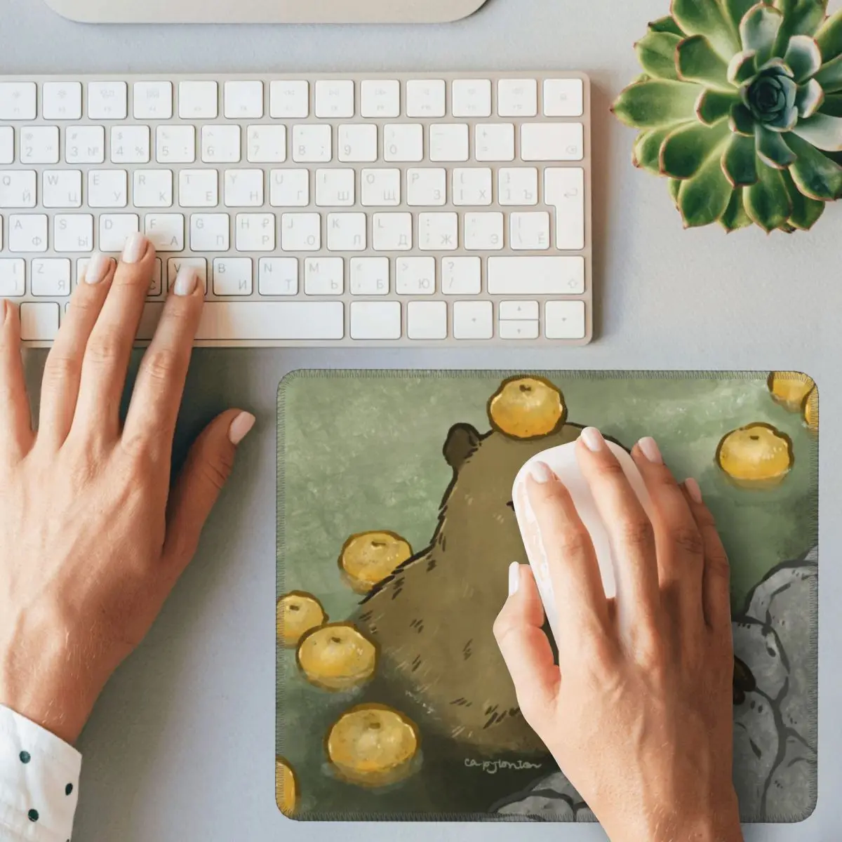 Alfombrilla de ratón de baño Capybara Yuzu, alfombrilla para teclado de ordenador, alfombrilla para ratón, alfombrilla para escritorio de ordenador portátil, accesorios de oficina, alfombrillas para mesa