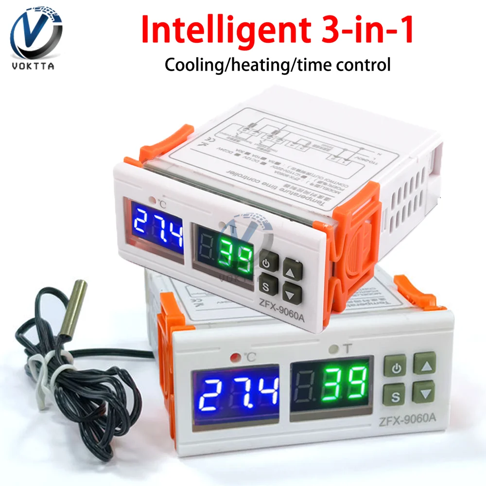 Digital Temperature Humidity Controller Adjustable Heating Cooling Controller Thermostat Temperature Sensor AC110-220V DC12V/24V