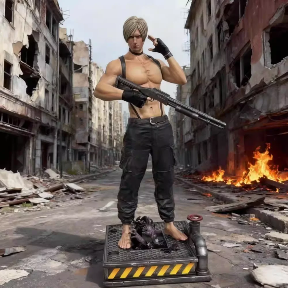 

Biohazard Leon Kennedy 3rd Gen GK Figure Leather Style Anime Game Peripheral Desk Decor Collectible Gift for Anime Game Fans