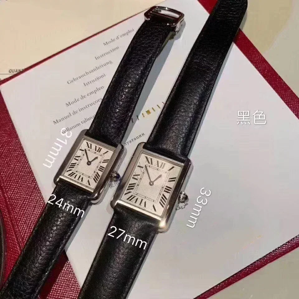 Reloj de lujo para hombre y mujer, cronógrafo de cuero dorado, plateado y negro, movimiento de cuarzo, nuevo