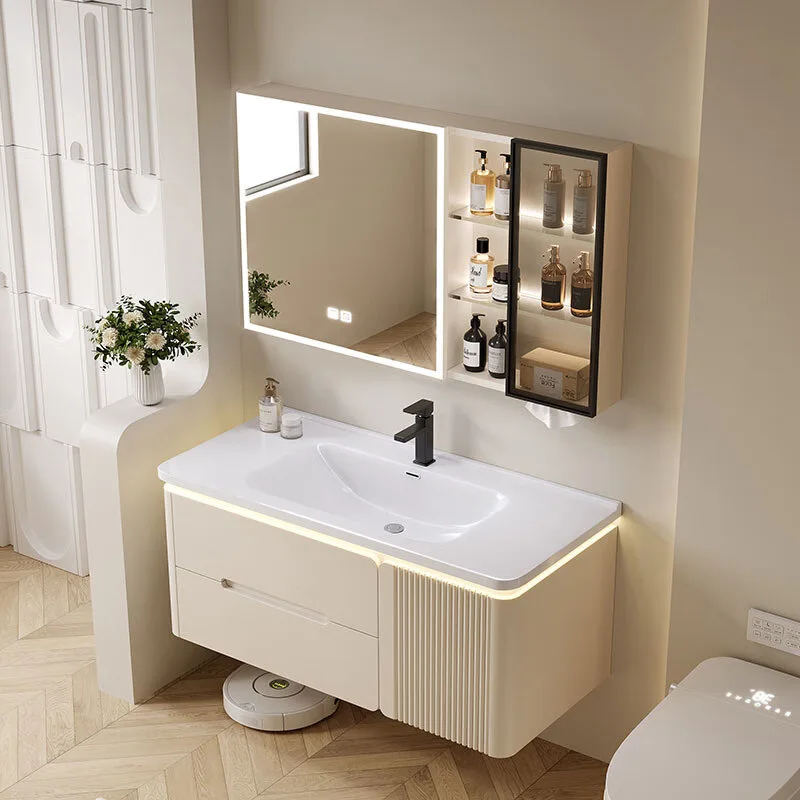 Thickened honeycomb aluminum bathroom cabinet ceramic integrated basin toilet wash basin face wash table combination smart mirro