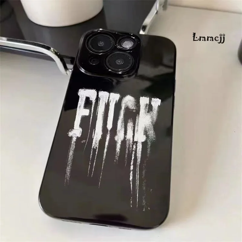 Lmmcjj Cool Letter Phone Case For iPhone 13 11 12 Mini 14 Plus 15 Pro Max XR X XS Se 2020 7 8 Silicone Phone Cover iPhone Case