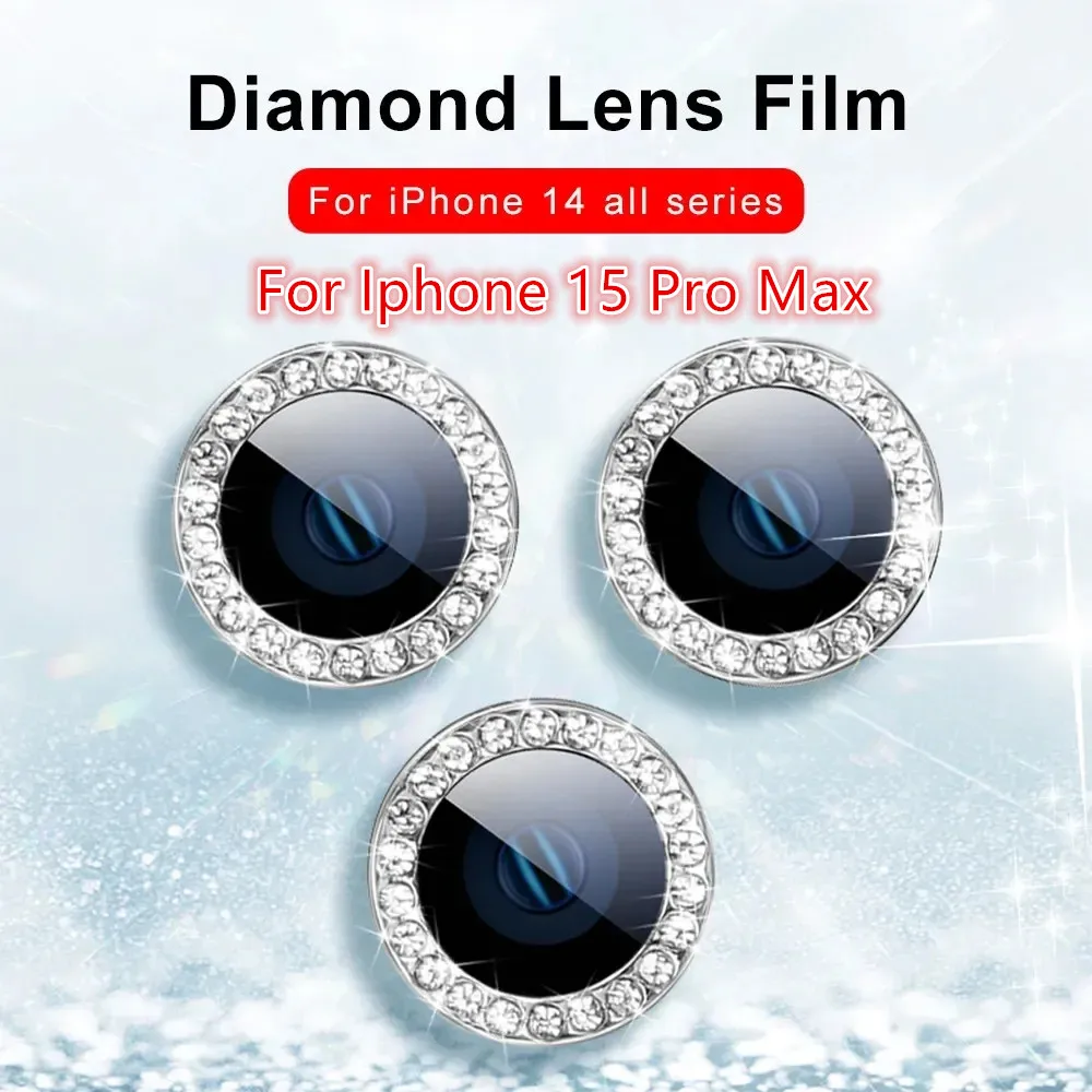 Pelindung lensa berlian belakang, untuk Iphone 16 Pro Max 9D pelindung kamera kaca Tempered untuk Iphone 16 15 14 Pro Max casing penutup cincin Film