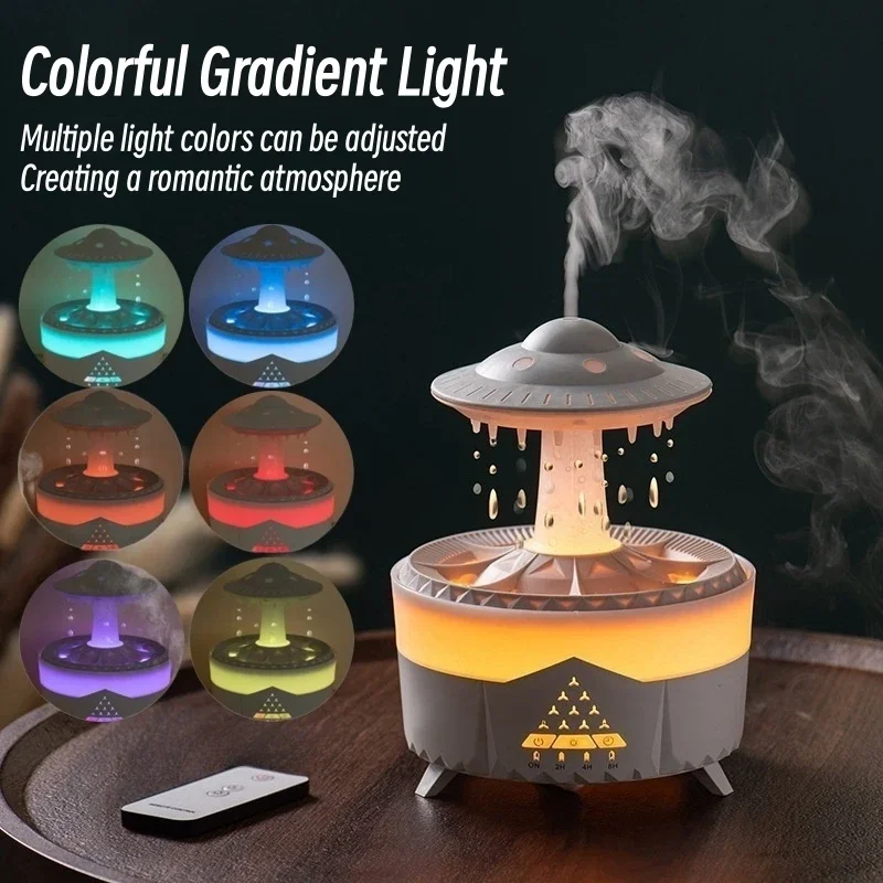 UFO Raindrop Remote Control Ultrasonic Air Humidifier Essential Oil Diffuser