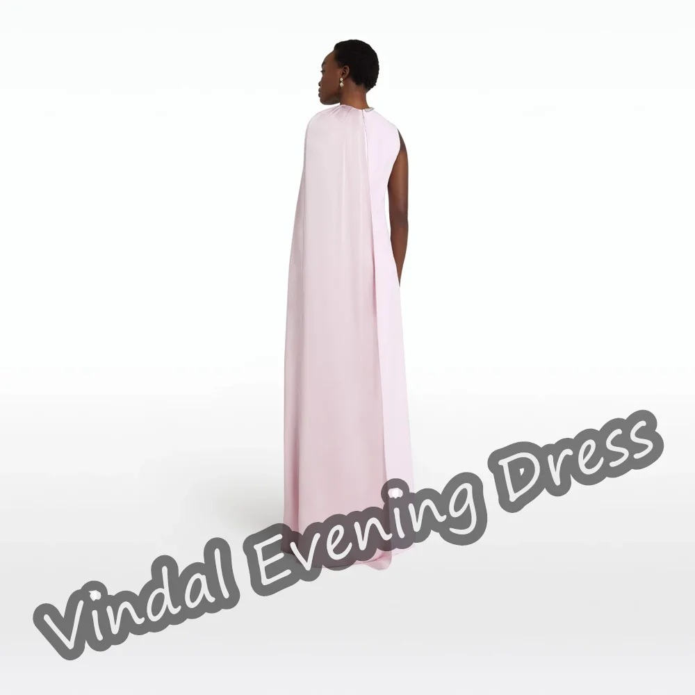 Vindal Scoop Neckline Evening Dress Floor Length Mermaid Elegant Built-in Bra Crepe Saudi Arabia Short Sleeves For Woman 2024