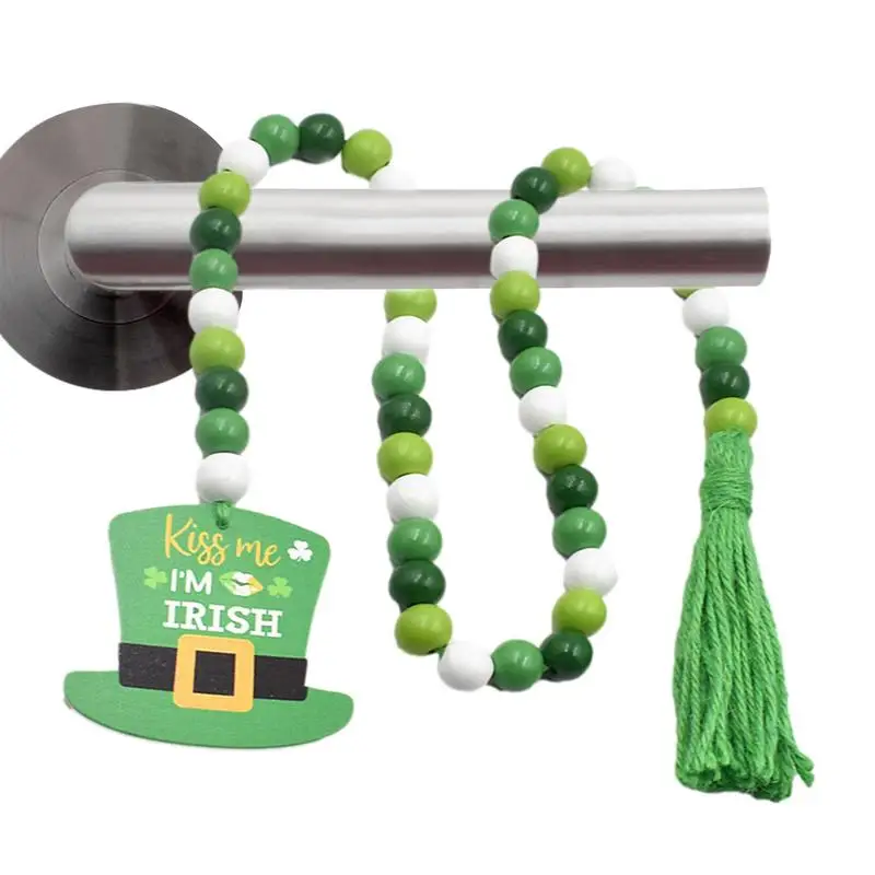 

Wood Beads Garland Irish Tassel Wooden Beads Green Garland Wood Beaded Pendant For Holiday Celebration For Living Room Bedroom