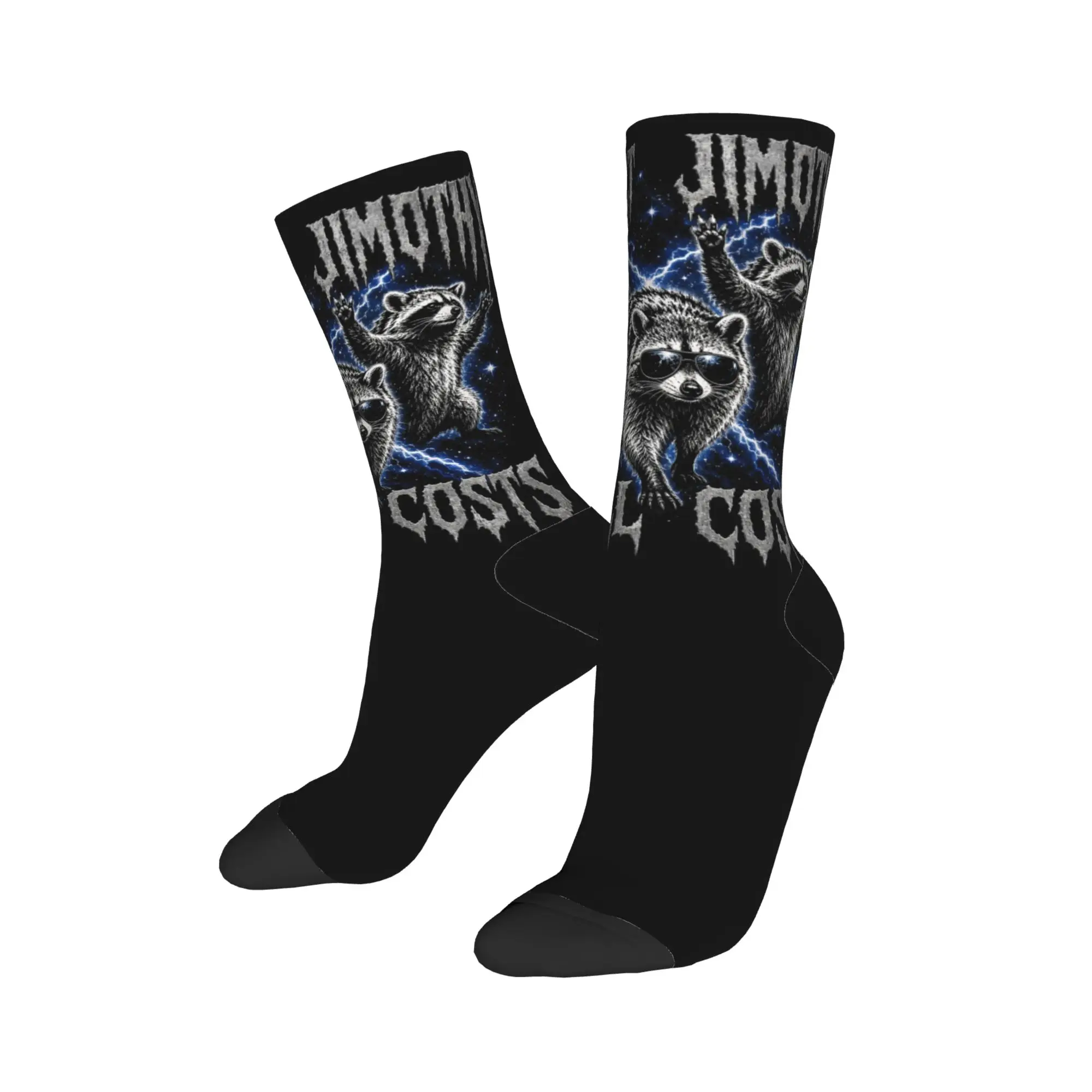 Harajuku Jimothy Viral Raccoon Bootleg Sports Socks  Polyester Crew Socks for Women Men Breathable
