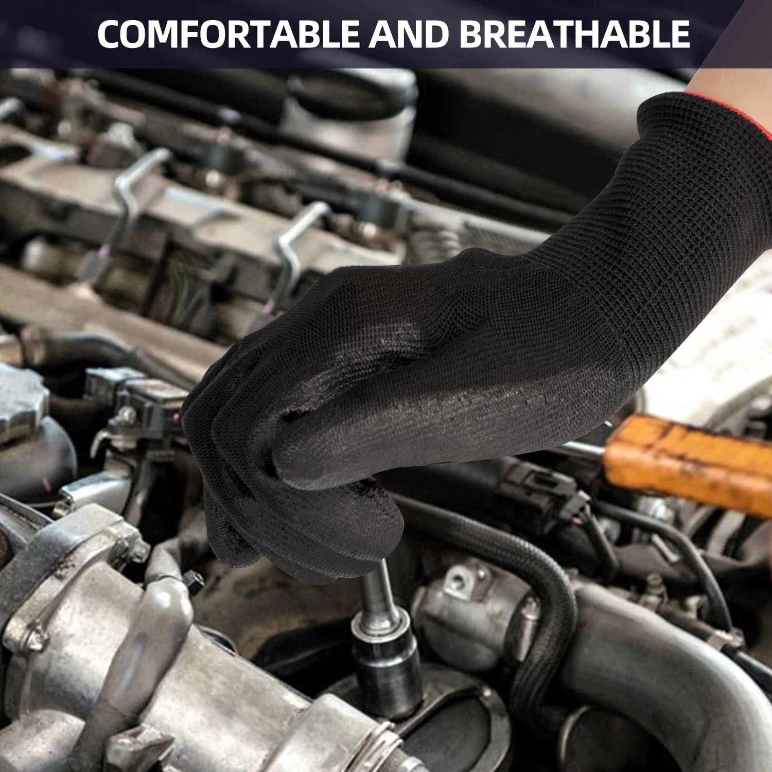 12/24/36 زوجًا من قفازات العمل الآمنة المطلية بالبولي يوريثان، قفازات البستنة غير القابلة للتنفس للبناء في ساحة الحديقة والعمالة الصناعية