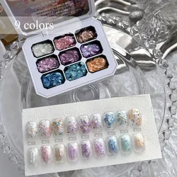 9Colors Cloud Brocade Nail Fairy Powder Nail Polish Glue 2024 New Immortal Powder Paste Texture 3D Modeling Glue Nail Ornamen