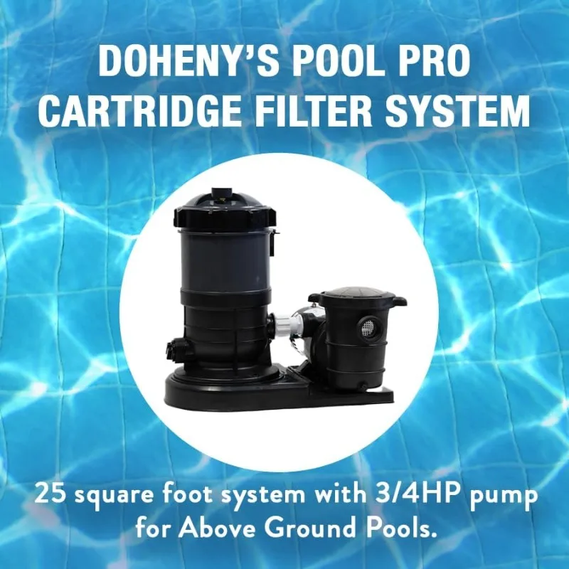 Doheny's Pool Pro Cartridge Filter System for Above-Ground Pools | 25 Sq. Ft. System with 3/4 HP Pump