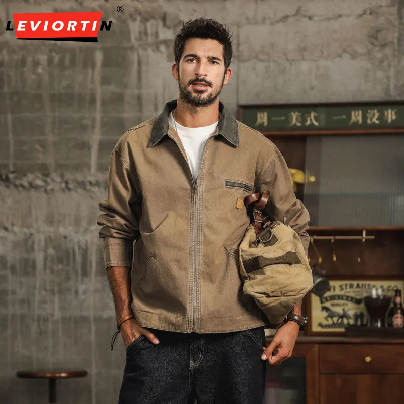 2025 Spring and Autumn men's American retro workwear jacket, cool and fashionable trendy brand loose casual simple jacket jacket