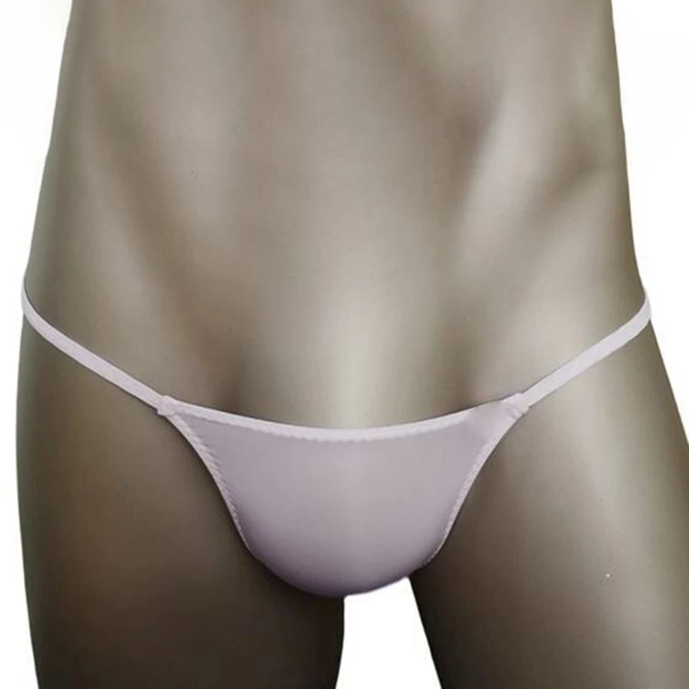 

Мужские тонкие трусы-стринги из ледяного шелка с анатомическим мешочком, однотонные, высокоэластичные, для мужчин