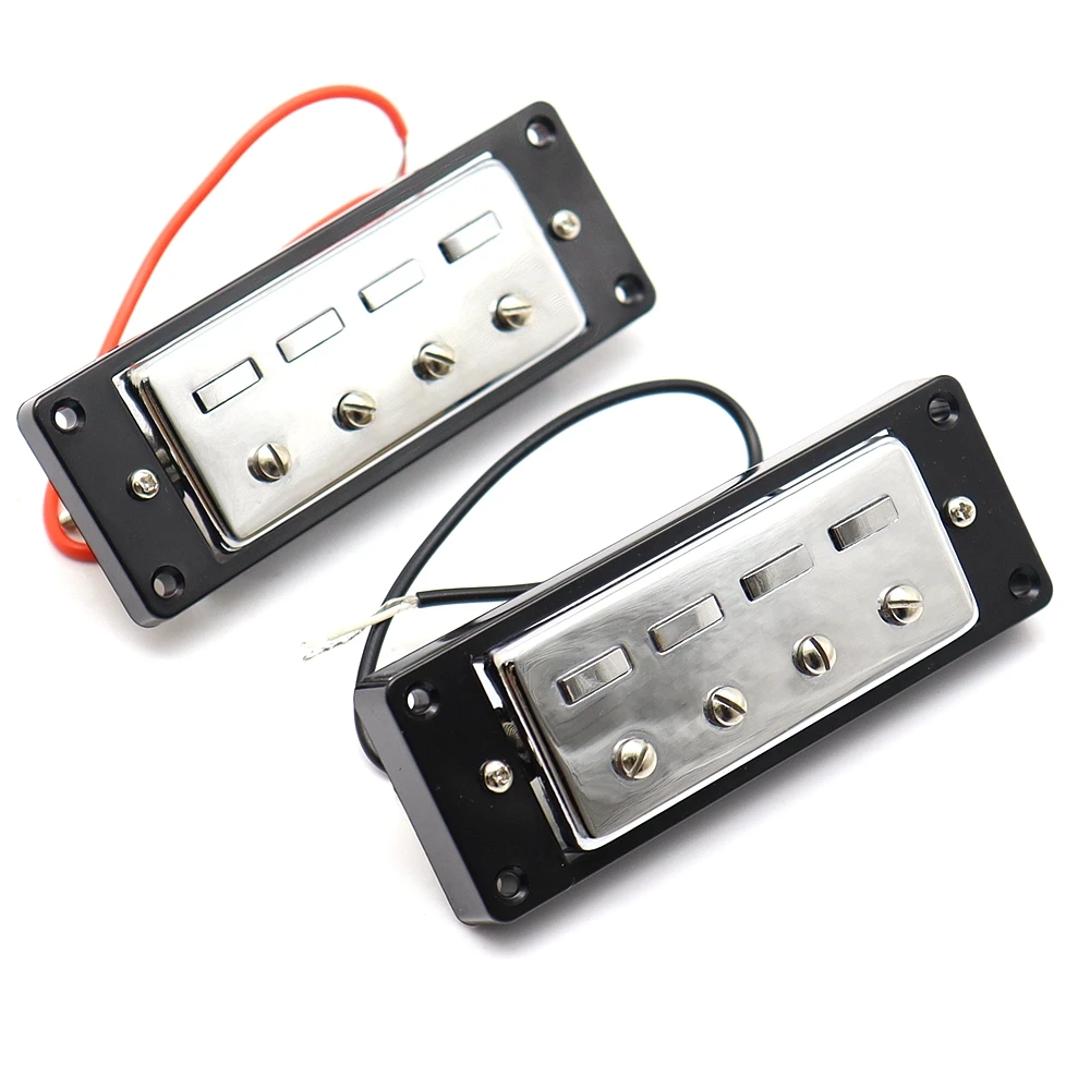 1Set Guitar Pickups Mini 4 string Bass Guitar Humbucker Pickups with Black Ring for Electric Guitar with mounting screws