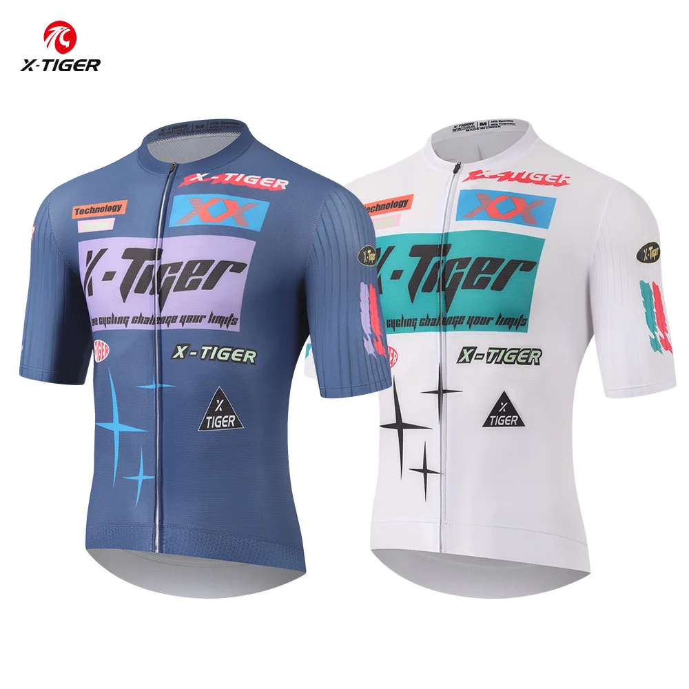 

X-TIGER Man Cycling Maillot Men's Cycling Jersey Short Sleeve Stylish Moisture Wicking Bike Shirt with 3 Pocket Reflective Strip