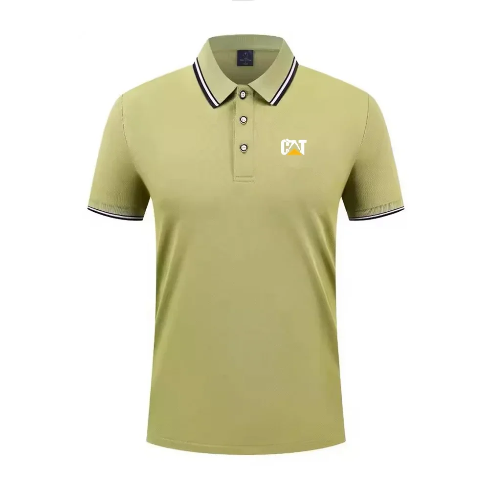 2026 New Solid Color Polo Shirt Men's Short Sleeve Button Tshirts Lapel Lightweight Streetwear Sport Casual Tops