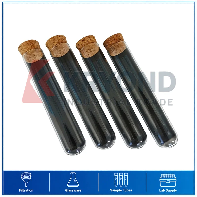 Generic 40x200mm Round Bottom Glass Test Tube Drosophila Vials Culture Tube with Cork Stoppers Wide Lab Sample Storage Use 4PCS