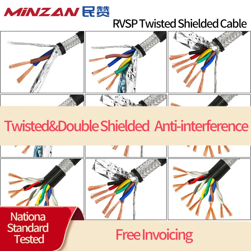 Twisted Shielded Wire Signal Cable 24 22 20 18 17 15 AWG RVVSP Wire Channel Audio 4 6 8 10 12 16 Core UL2547 Communication line