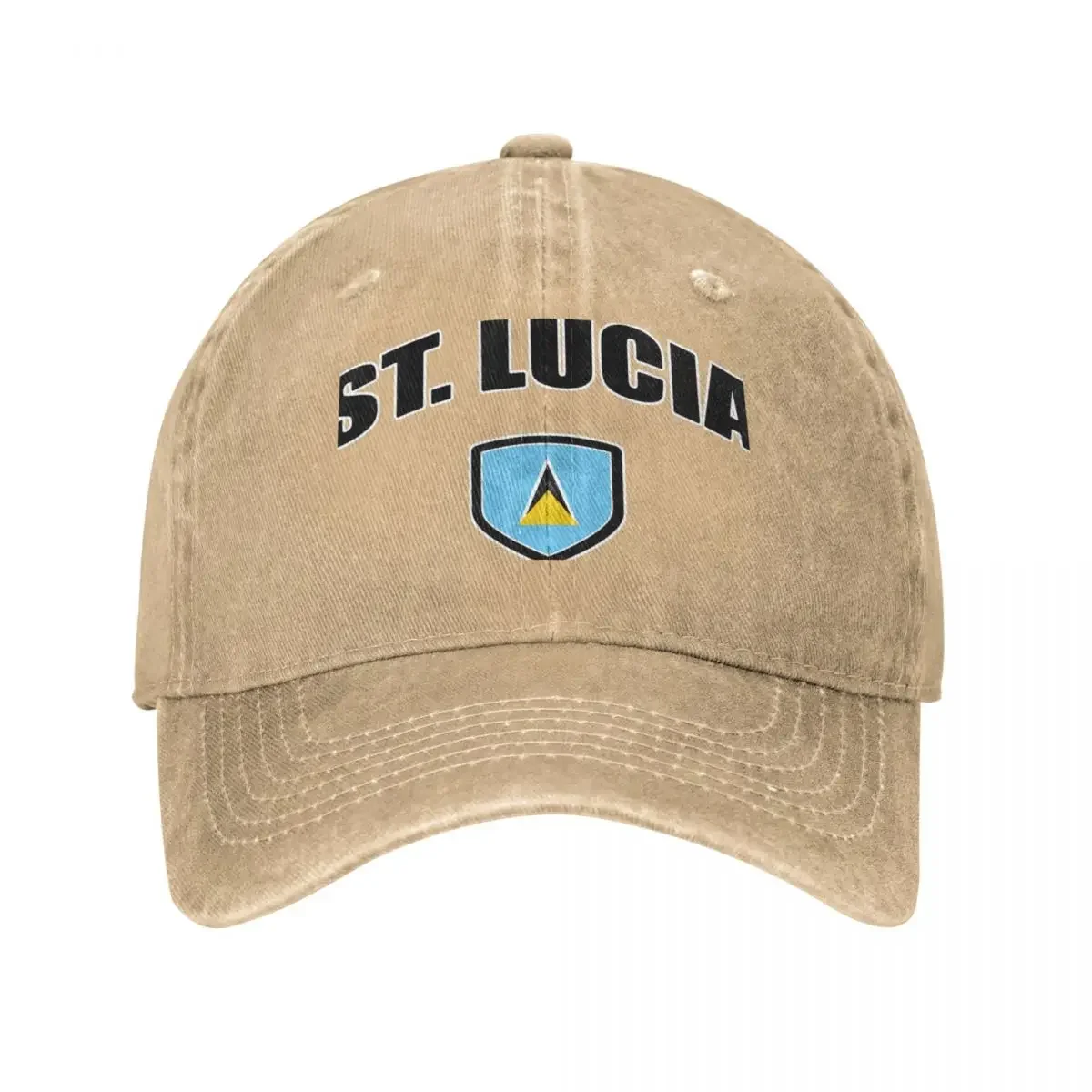 St Lucia Sport With Patriotic Flag Shield Cowboy Hat Sun Hat For Children Golf Hat Women Men'S