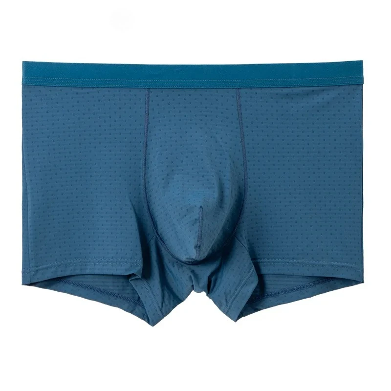 

Men Boxy Underwear Ice Silk Mesh Beath High Elastic Sports Panties Youth Mid Waist U Convex Pouch Boxer Shorts Comfort Underpant