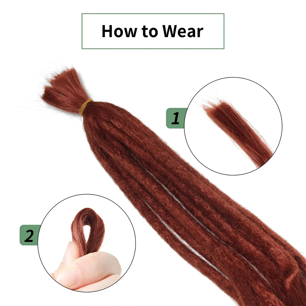 24 Inch Loose Ended Dreadlock Extensions 10Strands Synthetic Single Ended Wavy Dreads Extensions Hippie Style Crochet Dreadlocks
