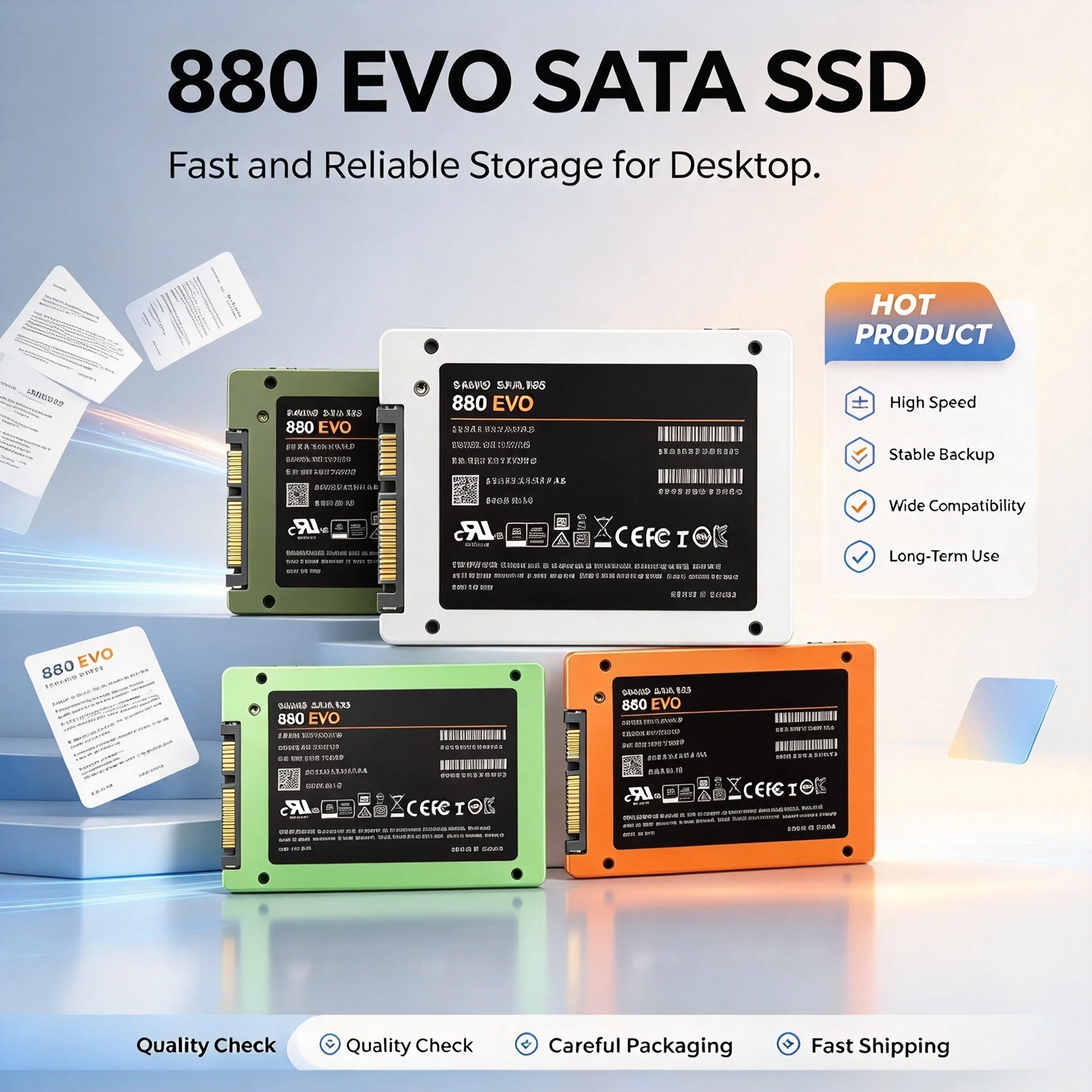 SATA3 2.5 Inch MLC SSD 880 EVO Multi Color Internal Solid State Disk 4TB 2TB Hard Drive for Laptop Desktop PC System Media Backu