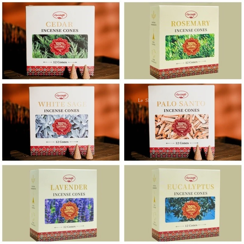 

Конусные благовония ручной работы, белый шавлия, Перу, священное дерево, лаванда, кедр, домашняя очистка воздуха в помещении, устраняет запахи, конические благовония