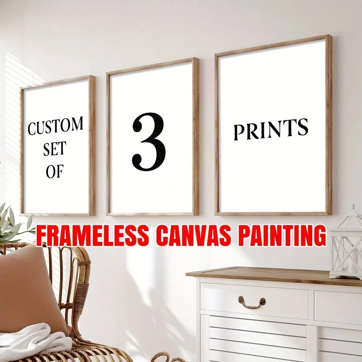 3pcs/set Custom Canvas Printing Personalized Photo Suitable for Family Life Pets Scenery Couple Weddings Home Decor Poster Gifts