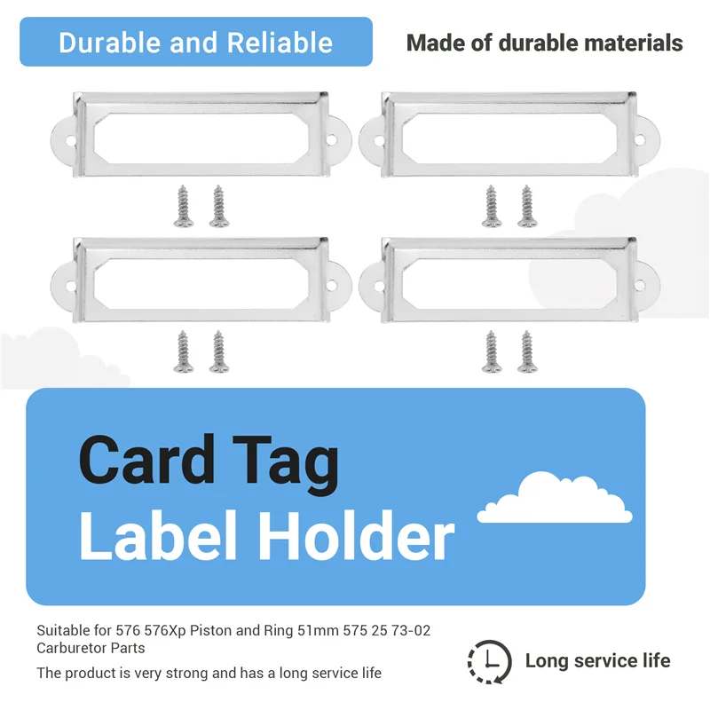 AY03-40 مجموعة مكتبة المكتب درج الملفات خزانة بطاقة علامة التسمية حامل الإطار المعدني (لون فضي)