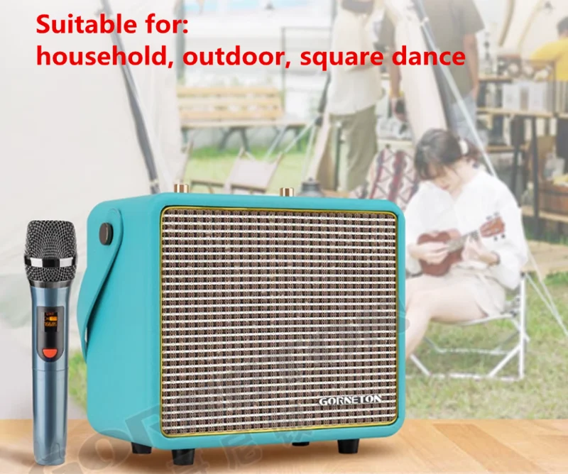 80W Stereo Square Dance Audio Bluetooth Outdoor Speaker Portable Home Karaoke K Song Player With Inflection Sound Card Microphon