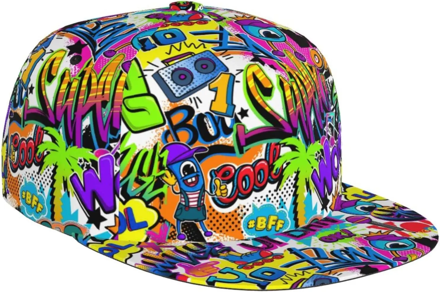 Stylish Hip Hop Style Adjustable Snapback Cap for Men and Women Sun C ap Graffiti Cap Doodle Baseball Ca p