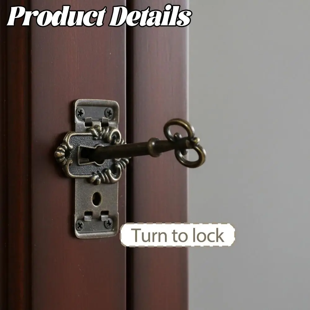 Classic Style Antique Bronze Skeleton Key Lock Vintage with Keys and Screws Cabinet Lock DIY Furniture Lock Furniture